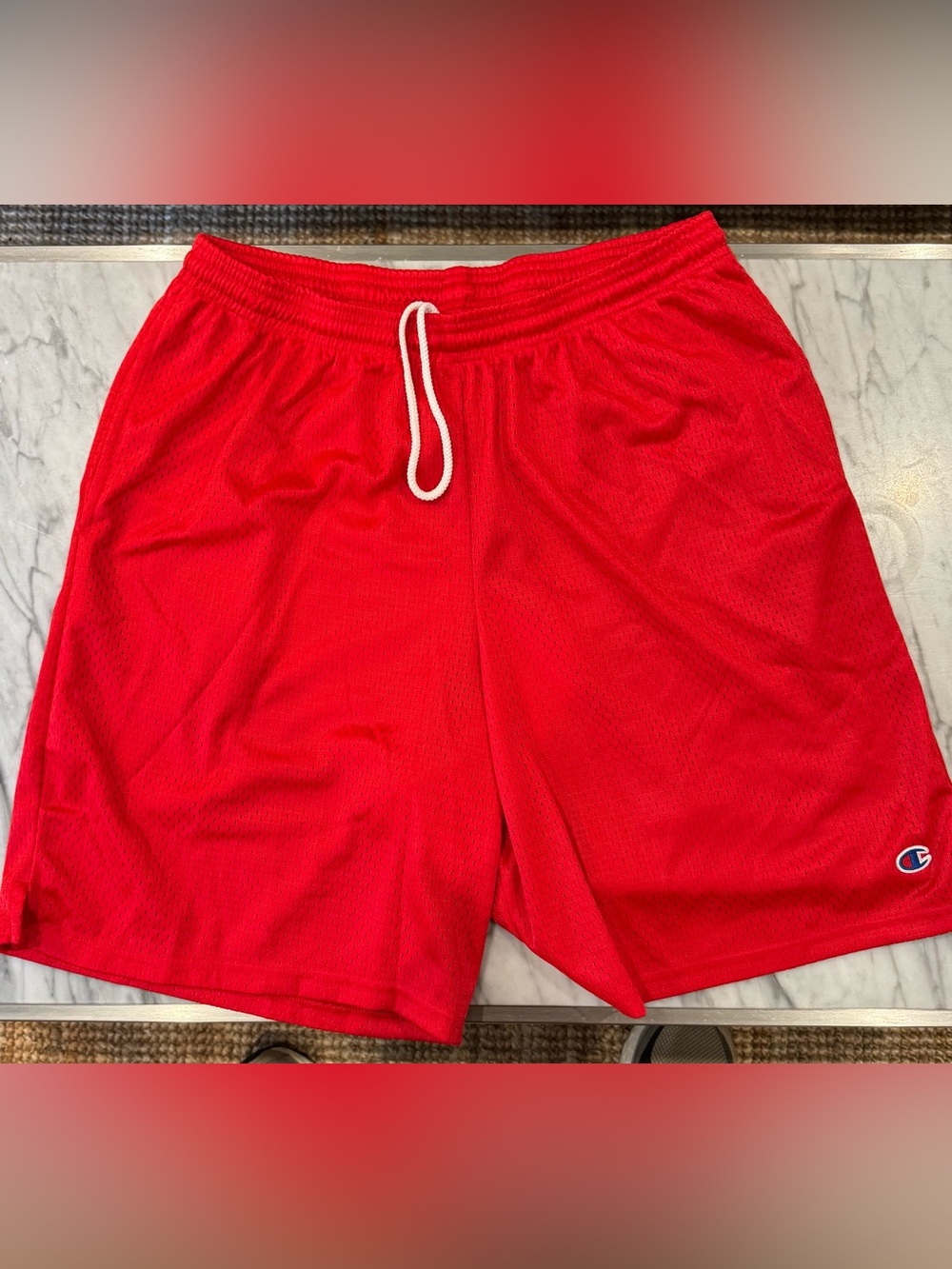 Champion Men’s Red Mesh Shorts with Drawstring